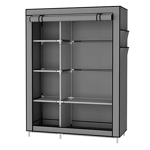 UDEAR Armario Closet Organizador Plegable para Ropa Ropero Resistente al Polvo Guardarropa Gris 105 x 45 x 170 CM