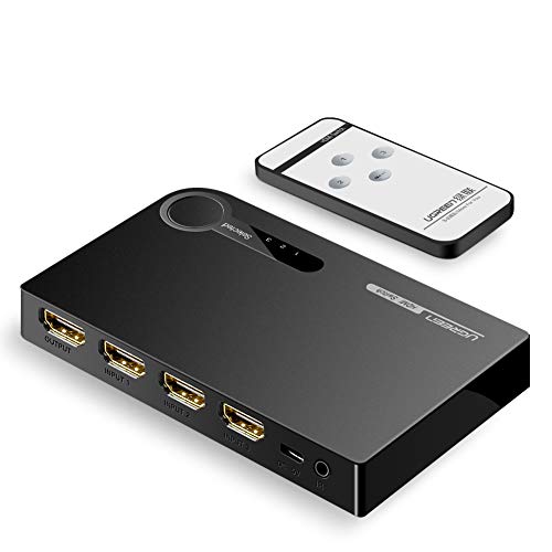 UGREEN HDMI Switch Conmutador HDMI 3D 4K, 3 Entrada x 1 Salida Mando a Distancia para PS4 PS3 Xbox Chromecast DVD BLU-Ray Decodificador Movistar Receptor Satélite PC TV y Más