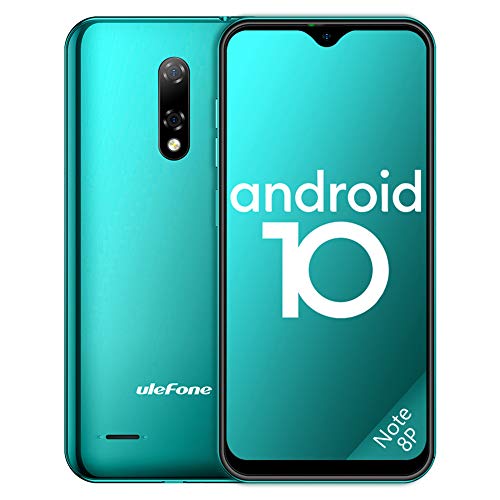 Ulefone Teléfono Móvil 2020, Note 8P Android 10 Smartphone Libre 16GB ROM (128GB SD), Pantalla 5.5" Water-Drop Screen Movil, 8MP 5MP, 2700mAh Batería, 3-Card Slot, GPS/WiFi/Hotspot-[Europea,Verde]