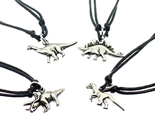 Una de plata dinosaurio colgante de metal de color negro sobre el cordón ajustable - usted recibirá un colgante única - al azar Una de plata dinosaurio colgante de metal de color negro sobre el cordón ajustable - usted recibirá un colgante única - al azar