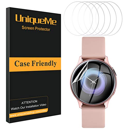 UniqueMe [6 Pack] Protector de Pantalla para Samsung Galaxy Watch Active 2 40mm / Samsung Galaxy Watch Active, [Fácil instalación] [Película Flexible] Soft HD TPU Clear