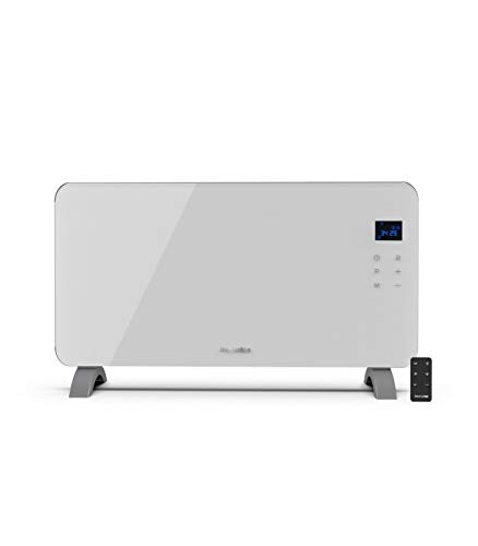 UNIVERSALBLUE | Panel Calefactor de Cristal Templado | 1500W | Color Blanco | 2 Potencias | Control táctil | Pantalla led | Sistema de Seguridad | Termostato Ajustable