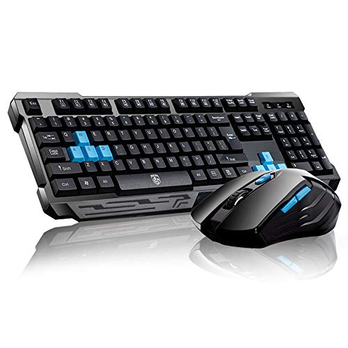 UrChoiceLtd® Delog V60 Multimedia Usb Ergonómico Inalámbrico Teclado De Juego + 2.4GHz 1000 / 1600DPI 6 Botones Usb Sin Cable Conjunto De Ratón Para Juegos