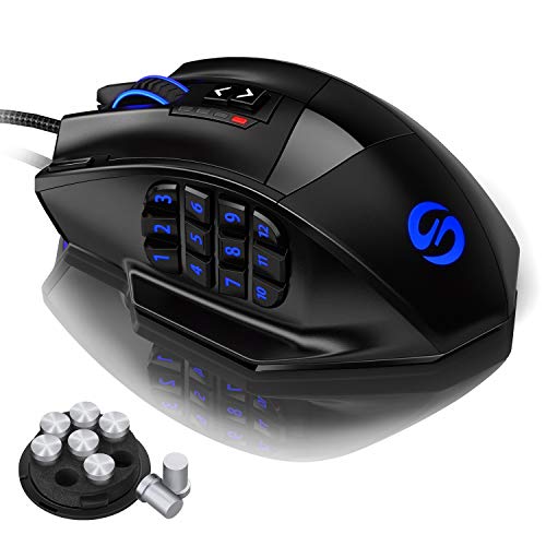 UtechSmart Venus - Ratón láser para juegos MMO, de alta precisión (18 botones programables, 16400 dpi), color negro UtechSmart Venus - Ratón láser para juegos MMO, de alta precisión (18 botones programables, 16400 dpi), color negro