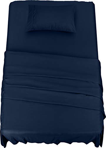Utopia Bedding Juego Sábanas de Cama - Microfibra Cepillada - Sábanas y 1 Funda de Almohada - (Cama 90, Azul Marino) Utopia Bedding Juego Sábanas de Cama - Microfibra Cepillada - Sábanas y 1 Funda de Almohada - (Cama 90, Azul Marino)