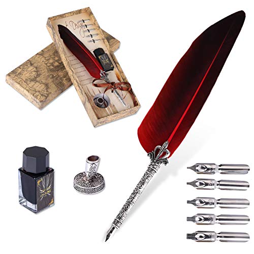 VABNEER Pluma de Inmersion Pluma Antigua Escritura Metal Pluma de Caligrafía Para uso personal, regalo ejecutivo y decoración de escritorio antigua (con tinta) VABNEER Pluma de Inmersion Pluma Antigua Escritura Metal Pluma de Caligrafía Para uso personal, regalo ejecutivo y decoración de escritorio antigua (con tinta)