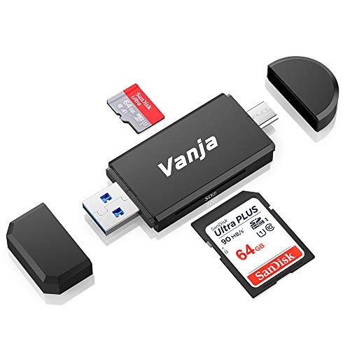 Vanja USB 3.0 Lector de Tarjetas, USB Tipo C SD/MicroSD Lector de Tarjetas Adaptador OTG para MacBook Pro, MacBook, iMac, Samsung S10/S9/S8, Huawei P30/P20/P10/Mate 20/10