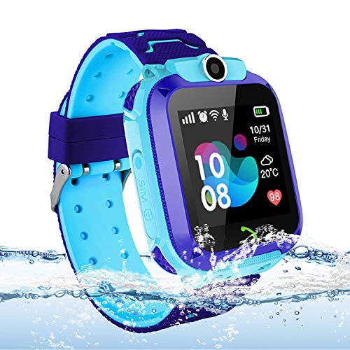 Vannico Localizador GPS Niños, Reloj GPS Niños Localizador Con SOS Anti-Lost Alarm Para Tarjeta Pantalla Táctil Smartwatch Para 3-12 Años De Edad Regalo De Cumpleaños Niños Niñas(Blue)