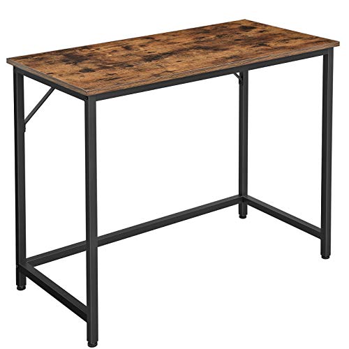 VASAGLE Escritorio de Computadora, Escritorio, Mesa de Ordenador, Mesa de Oficina Pequeña, 100 x 50 x 75 cm, para Estudio, Oficina, Montaje Simple, Metal, Diseño Industrial, Marrón Rústico LWD41X VASAGLE Escritorio de Computadora, Escritorio, Mesa de Ordenador, Mesa de Oficina Pequeña, 100 x 50 x 75 cm, para Estudio, Oficina, Montaje Simple, Metal, Diseño Industrial, Marrón Rústico LWD41X
