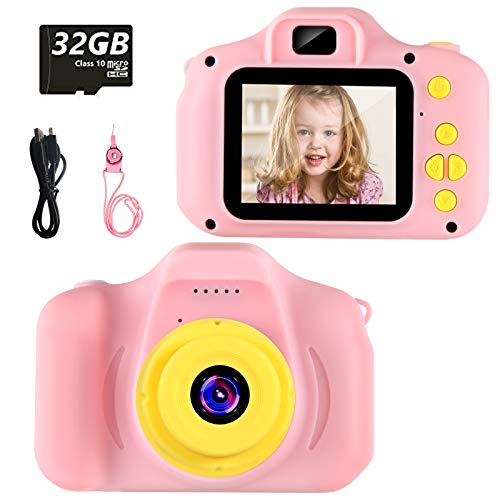 vatenick Cámara para Niños Juguete para Niños Cámara Digital para Niños pequeños 2 Inch HD Pantalla 1080P with Calidad 32GB TF Tarjeta Regalos Juguete para 3 a 12 años Niños y niñas… (Rosa)