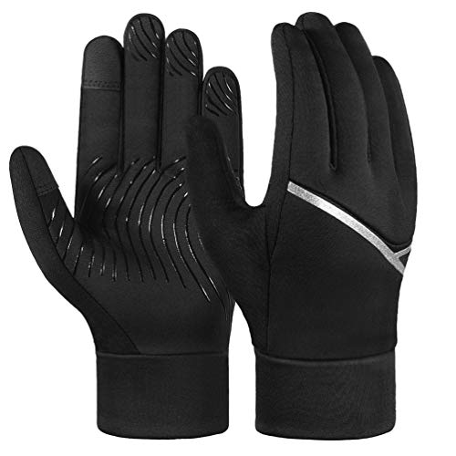 VBIGER Guantes Invierno Niños Niña con Pantalla Táctil Antideslizantes de Correr Ciclismo Deportivos Guantes con Primavera y otoño, principios de Invierno (L(8-10 años), Negro)