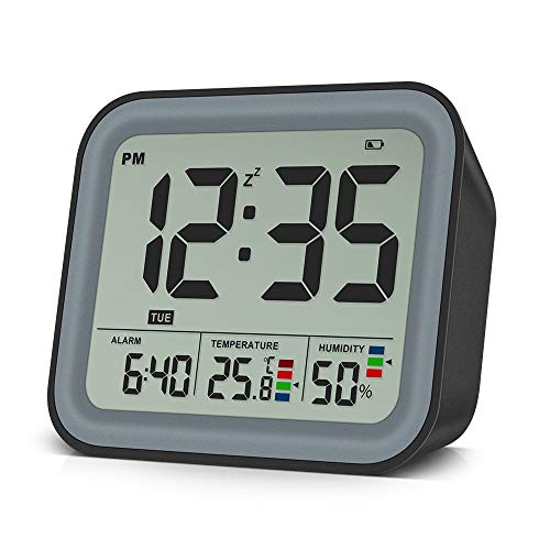 VEEAPE Reloj Despertador Digital Con Reloj Despertador Dual, Portátil Reloj de Viaje, Humedad/Temperatura, Función Snooze, Fecha, 12/24 Horas, Luz LED regulable, Prefecto para Dormitorio Oficina Viaje