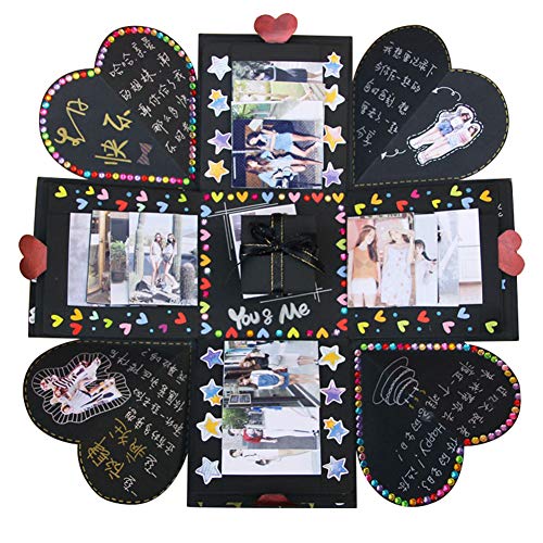 VEESUN Caja de Regalo Creative Explosion Box, DIY Álbum de Fotos Scrapbook 15x15x15cm Caja Fotos, San Valentin Navidad Regalos Originals Artesanales Mujer Hombre Novio Niña Niños, Negro VEESUN Caja de Regalo Creative Explosion Box, DIY Álbum de Fotos Scrapbook 15x15x15cm Caja Fotos, San Valentin Navidad Regalos Originals Artesanales Mujer Hombre Novio Niña Niños, Negro