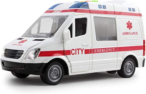 VENTURA TRADING Ambulancia de Rescate de Juguete Accionado por fricción Escala 1:16 con Luces y Sonidos Transporte Medico Vehículo de Emergencia Ambulancia de Juguete Coche Jugar Van VENTURA TRADING Ambulancia de Rescate de Juguete Accionado por fricción Escala 1:16 con Luces y Sonidos Transporte Medico Vehículo de Emergencia Ambulancia de Juguete Coche Jugar Van