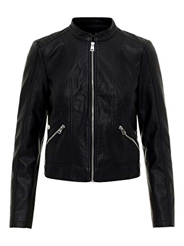 Vero Moda Vmkhloe Favo Faux Leather Jacket Noos Chaqueta, Negro (Black), 44 (Talla del fabricante: X-Large) para Mujer Vero Moda Vmkhloe Favo Faux Leather Jacket Noos Chaqueta, Negro (Black), 44 (Talla del fabricante: X-Large) para Mujer