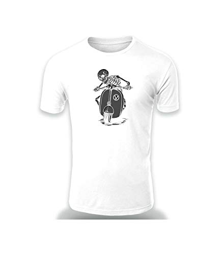 Vespa Zombie 1 Logo Camiseta Hombre Coche Clipart Car Auto tee Top Negro Blanco Mangas Cortas Presente (XL, White)