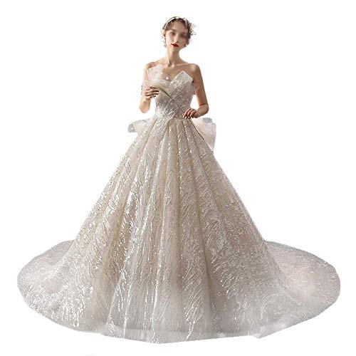 Vestidos de Novia Vestido de Novia de Lujo Novia Mujer Colas Francesas Estrellado Estrellado Encaje Fino Costura Tubo Top Vestido de Novia para Mujer para Boda, LIFU, Blanco, Pequeño Vestidos de Novia Vestido de Novia de Lujo Novia Mujer Colas Francesas Estrellado Estrellado Encaje Fino Costura Tubo Top Vestido de Novia para Mujer para Boda, LIFU, Blanco, Pequeño