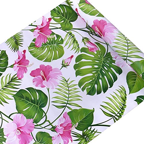 Vinilo autoadhesivo Decorativo Tropical Floral Muebles Etiqueta de papel Estante Cajón Forro Papel pintado para paredes Armarios de cocina Cómoda Cajón Muebles de mesa 45CMx3M