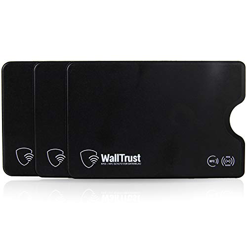 WallTrust Funda Protectora RFID para Tarjetas de crédito, Juego de 3, Negro