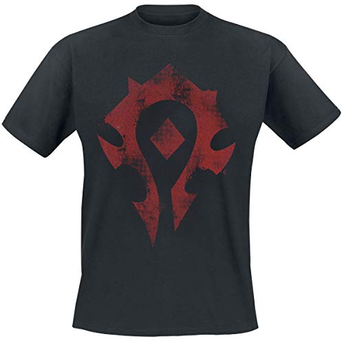 Warcraft World of Camiseta de Hombre Horde Spray Logo Algodón Negro - M