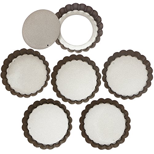 Webake Molde para Tartaletas Antiadherentes Molde para Mini Quiche, Tarta, Molde Bizcocho Desmontable (6 Unidades, 10cm, antiadherentes, Base extraíble) Webake Molde para Tartaletas Antiadherentes Molde para Mini Quiche, Tarta, Molde Bizcocho Desmontable (6 Unidades, 10cm, antiadherentes, Base extraíble)