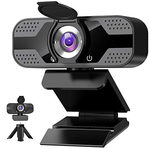 Webcam 1080P Full HD con Micrófono Y cubierta de privacidad, USB Web Camera Con trípode, para Mac Windows Portátil Videollamadas Conferencias Juegos Plug y Play, Cámara web para Skype FaceTime Youtube