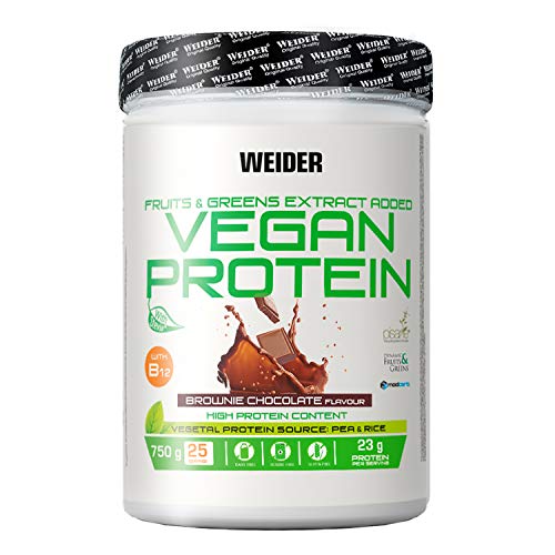 Weider Vegan Protein, Sabor Chocolate, Proteína 100% vegetal de guisantes (PISANE) y arroz, Sin gluten, Sin lactosa, Sin aceite de palma, 750 g Weider Vegan Protein, Sabor Chocolate, Proteína 100% vegetal de guisantes (PISANE) y arroz, Sin gluten, Sin lactosa, Sin aceite de palma, 750 g