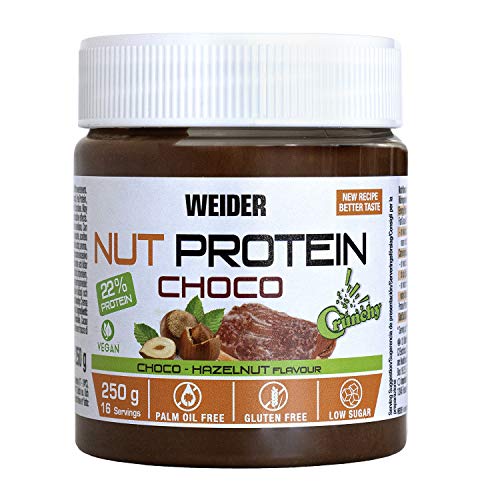 Weider Whey Protein Crunchy Choco Vegan Spread 250 g. 100% vegana, Baja en azúcares, efecto crunchy, 23% proteína de guisante Weider Whey Protein Crunchy Choco Vegan Spread 250 g. 100% vegana, Baja en azúcares, efecto crunchy, 23% proteína de guisante