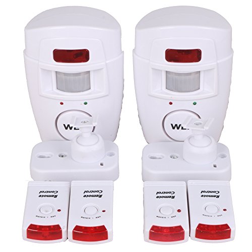 WER Alarma del Sensor de Movimiento de casa Alarma hogar de Movimiento + 2 mandos a Distancia (No Incluidas Pilas)