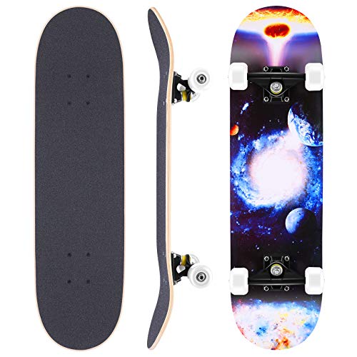 WeSkate Skateboard Complete Board 79x20cm Tablero de Madera con rodamientos de Bolas ABEC-11 Madera de Arce Canadiense de 31 Pulgadas y 7 Capas y Ruedas 85A para Adultos, Adolescentes y niños