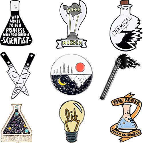 WILLBOND 9 Piezas Broches Químicos Alfileres de Ciencia Dibujos Animados Juego de Broches de Esmalte Broches Redondos de Sol Luna para Aficionados a Ciencia Fiesta Física de Ciencia WILLBOND 9 Piezas Broches Químicos Alfileres de Ciencia Dibujos Animados Juego de Broches de Esmalte Broches Redondos de Sol Luna para Aficionados a Ciencia Fiesta Física de Ciencia