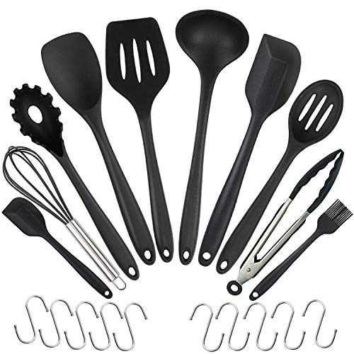 WisFox 10 uds Utensilios de Cocina de Silicona, Utensilios de Cocina de Silicona, Herramientas antiadherentes para Hornear en la Cocina 10 Juegos + 10 Ganchos S-Negro WisFox 10 uds Utensilios de Cocina de Silicona, Utensilios de Cocina de Silicona, Herramientas antiadherentes para Hornear en la Cocina 10 Juegos + 10 Ganchos S-Negro