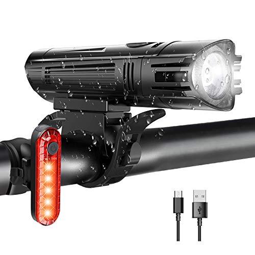 WOTEK Luces para Bicicleta LED Impermeable, Luces Bicicleta Delantera y Trasera Recargable USB, 4 Modos de Lluminación Linterna LED Batería de 2000mA para Ciclismo Carretera y Montaña para la Noche WOTEK Luces para Bicicleta LED Impermeable, Luces Bicicleta Delantera y Trasera Recargable USB, 4 Modos de Lluminación Linterna LED Batería de 2000mA para Ciclismo Carretera y Montaña para la Noche
