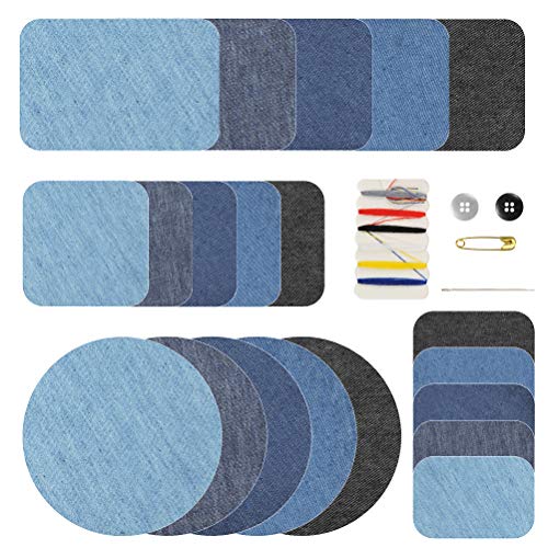 WOWOSS 21Pcs Parche Vaquero Kit de Parches de Tela Parches Termoadhesivos Vaqueros para Arreglar Roto y Decorativo El Pantalón (5Colores) WOWOSS 21Pcs Parche Vaquero Kit de Parches de Tela Parches Termoadhesivos Vaqueros para Arreglar Roto y Decorativo El Pantalón (5Colores)