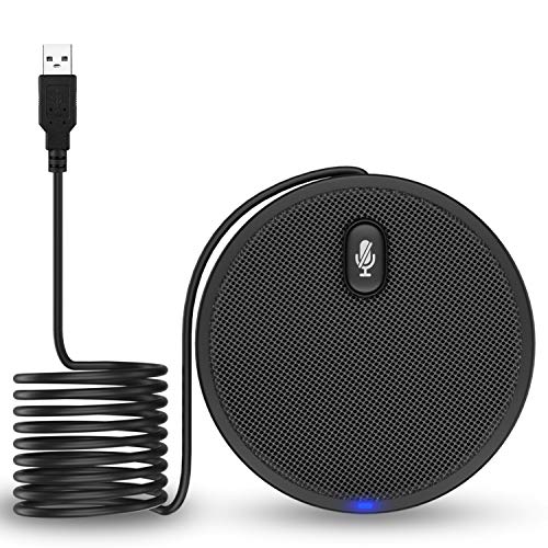 XIIVIO Micrófono de conferencia USB, condensador omnidireccional de 360° para PC con enchufe silencioso y reproducción, compatible con Mac OS X Windows para videoconferencias, juegos, chatear, Skype