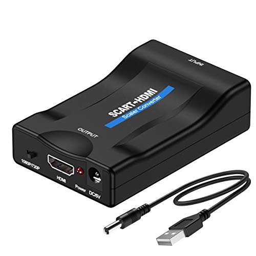 XYvee Convertidor de euroconector a HDMI, convertidor de audio de vídeo, compatible con formatos de TV estándar de entrada para smartphone a salida 1080P para HDTV STB PS3 Sky DVD Blu-ray, etc.