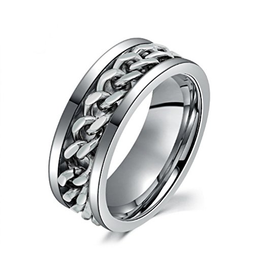 YAZILIND de Acero de Titanio Anillos de Cadena giratorias de Plata Banda de Rock Party Multi tamaño Opcional tamaño 22, 5 YAZILIND de Acero de Titanio Anillos de Cadena giratorias de Plata Banda de Rock Party Multi tamaño Opcional tamaño 22, 5
