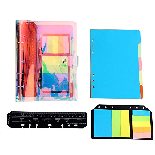 YHH Libretas Bonitas A5, Cuaderno Líneas Diario de Viaje Rayas Organizador Personal Creativo con 6 Anillas, Papel Divisor Índices Regla, Regalo Originale Para Mujer Navidad Transparente YHH Libretas Bonitas A5, Cuaderno Líneas Diario de Viaje Rayas Organizador Personal Creativo con 6 Anillas, Papel Divisor Índices Regla, Regalo Originale Para Mujer Navidad Transparente