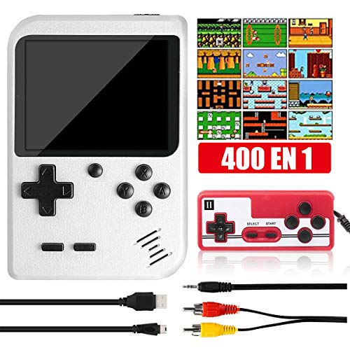 Yicente Consola Retro de Juegos Portátil Clásica 400 Juegos Electrónicos Pantalla LCD Mini Reproductor de Juegos Retro FC Game Player para 2 Jugadores Soporte TV con Batería Regalo para Niños Adultos