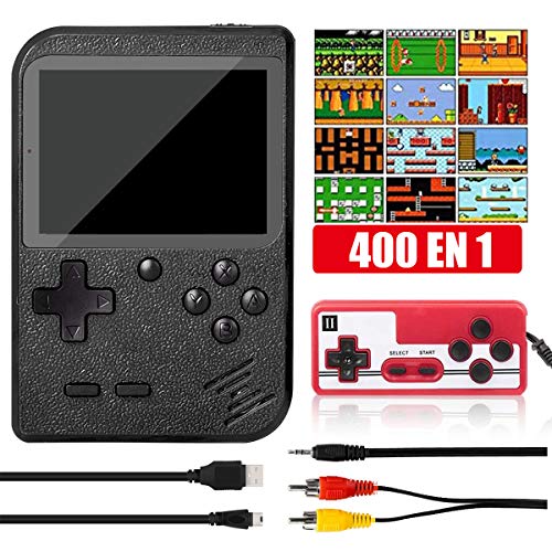 Yicente Consola Retro de Juegos Portátil Clásica 400 Juegos Electrónicos Pantalla LCD Mini Reproductor de Juegos Retro FC Game Player para 2 Jugadores Soporte TV con Batería Regalo para Niños Adultos