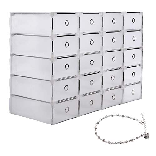 Yonntech 20pcs Cajas de Zapatos Plegables de Plástico Cajas Almacenaje plegable de plástico Cajón Organizador Transparente envase de la caja para zapatos Apilable Plegable Contenedor Yonntech 20pcs Cajas de Zapatos Plegables de Plástico Cajas Almacenaje plegable de plástico Cajón Organizador Transparente envase de la caja para zapatos Apilable Plegable Contenedor