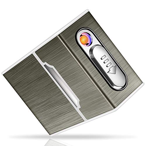 Yosemy Caja de Cigarrillo con Mechero Cigarette Case de Aluminio USB Recargable Caja Cigarrillo con Encendedor Pitilleras para Mujer y Hombre Yosemy Caja de Cigarrillo con Mechero Cigarette Case de Aluminio USB Recargable Caja Cigarrillo con Encendedor Pitilleras para Mujer y Hombre