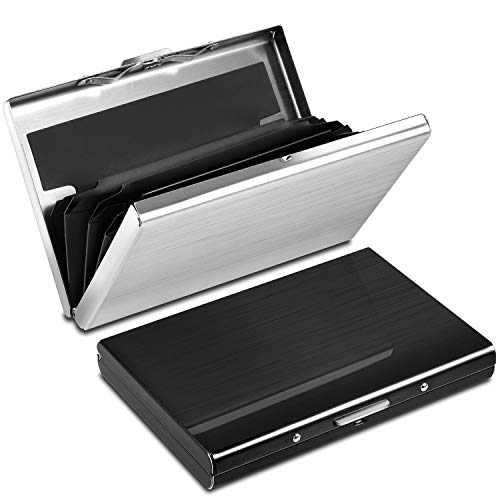 Yosemy Tarjetero para Tarjetas de Crédito, Delgado Billetera de Aluminio con RFID Bloqueo para Tarjetas de Visita, 2 Piezas, Negro + Argent Yosemy Tarjetero para Tarjetas de Crédito, Delgado Billetera de Aluminio con RFID Bloqueo para Tarjetas de Visita, 2 Piezas, Negro + Argent