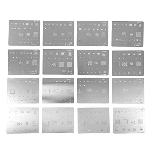 Yosoo Health Gear Reballing Stencil, 16pcs IC Chip BGA Reballing Kits de Plantillas Set Plantilla de Soldadura para BGA Reballing para Taller de reparación de teléfonos