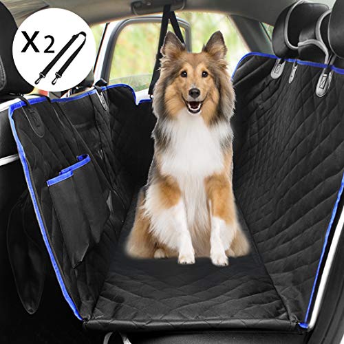 Youfen Manta para perros para el asiento trasero del coche, para mascotas, para el maletero del coche, para el asiento trasero del coche, impermeable con ventana, para coche y SUV (azul)