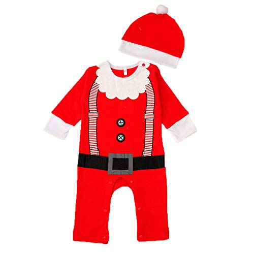 YWLINK Ropa de Bebe recién Nacido Traje de Navidad Navidad Dibujos Animados Sombrero Gorro Mameluco Mono Mono Mezcla de algodón Pijama Suave y cómodo 0-24 Meses Disfraz Divertido Lindo Juego de Roles