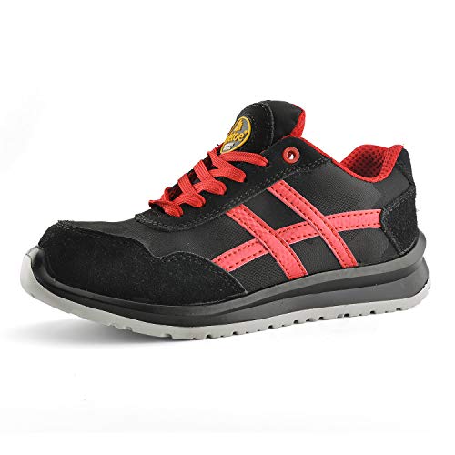 Zapatos de Seguridad Deportivos Ultra-Ligeros - SAFETOE 7329 Calzado de Seguridad Hombre Trabaja con Tus Pies Bien Protegidos (Talla 45, Negro)