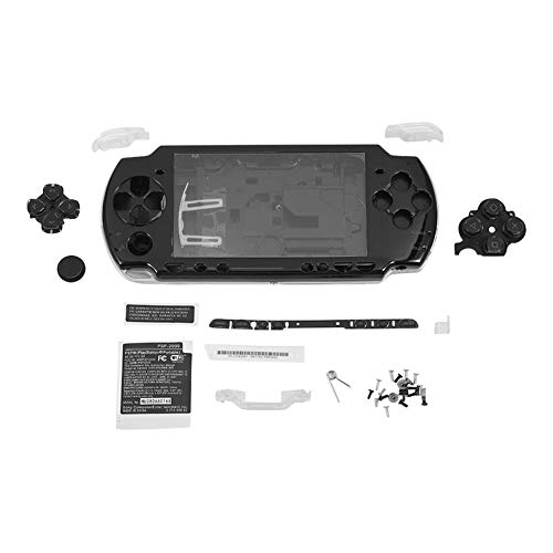 Zerone Carcasa Dura para PSP 2000, Protector de Pantalla Dura Carcasa Completa Kit de Piezas de reparación para la Consola Sony PSP 2000 (Negro)