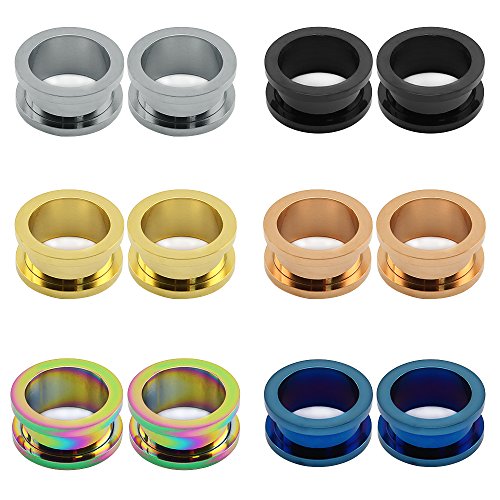 ZeSen Jewelry 6 pares de tornillos de acero inoxidable instalar túneles enchufes Carne ampliador del ensanchador del oído medidores de perforación (2) Gauge = 6 g (4 mm) ZeSen Jewelry 6 pares de tornillos de acero inoxidable instalar túneles enchufes Carne ampliador del ensanchador del oído medidores de perforación (2) Gauge = 6 g (4 mm)