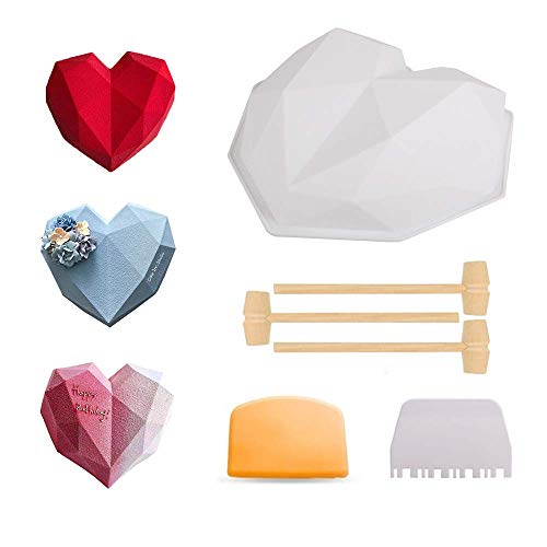Zueyen Molde de silicona con forma de corazón de diamante, molde de silicona para hornear, molde de horno, molde para galletas de postre no pegajoso para el hogar, cocina, herramientas de hornear Zueyen Molde de silicona con forma de corazón de diamante, molde de silicona para hornear, molde de horno, molde para galletas de postre no pegajoso para el hogar, cocina, herramientas de hornear